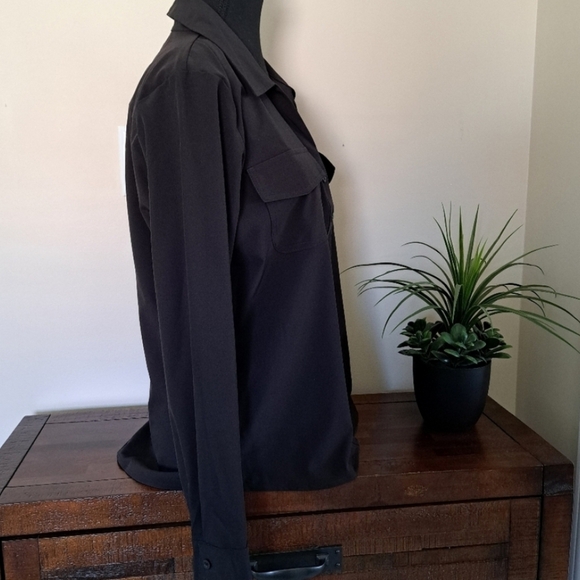 Calvin Klein Jeans Black Blouse Women's Small Travel Shirt Lightweight Collared - Picture 4 of 13